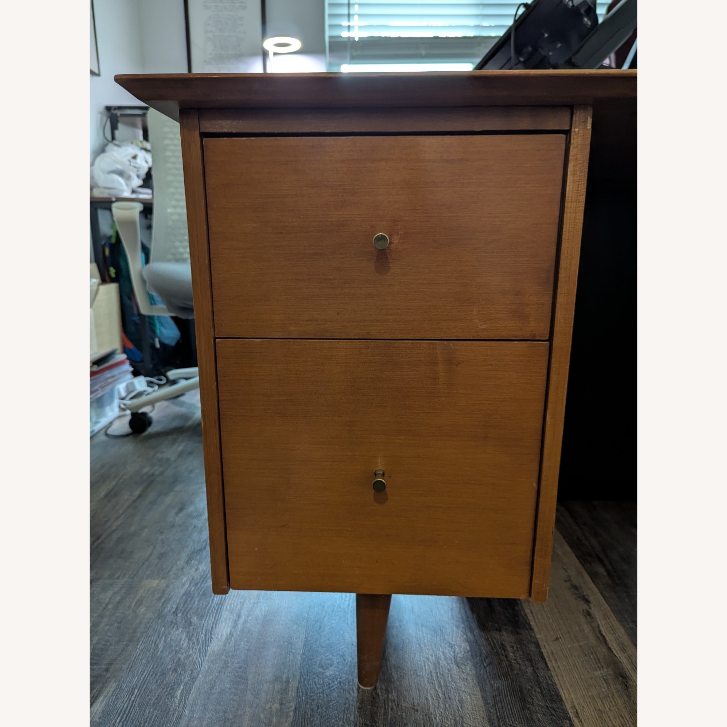 Vintage MCM Solid Wood Desk -estoration Ready - image-8
