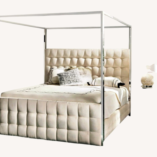 Used Mercers Furniture Olivia Natural Fabric King Bed for sale on AptDeco