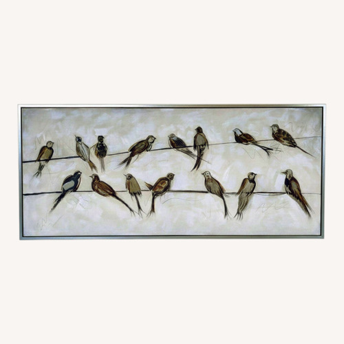 Used Framed Bird Drawing on Wires Large Wall Art for sale on AptDeco