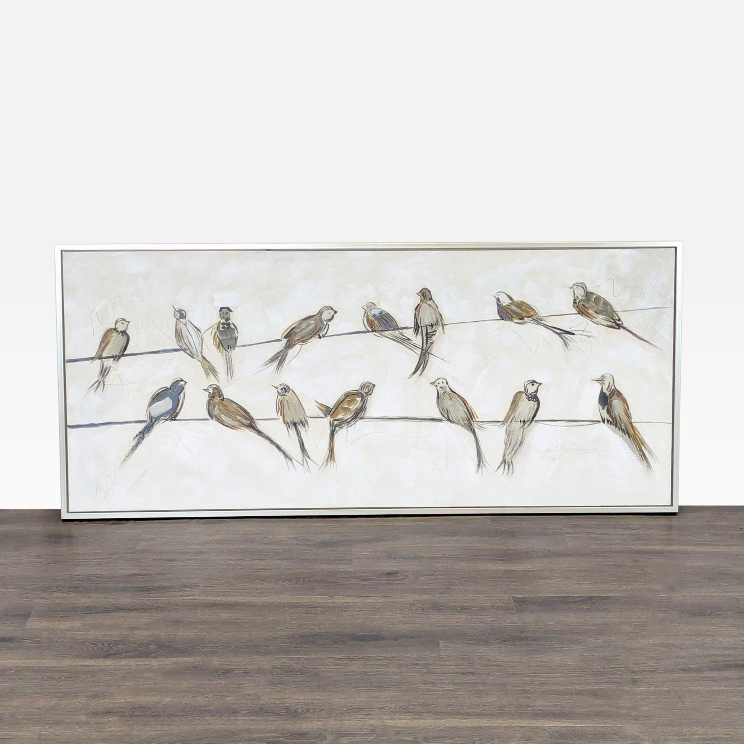 Framed Bird Drawing on Wires Large Wall Art - image-7