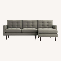 Crate & Barrel Petrie Modern Gray Sectional Sofa 