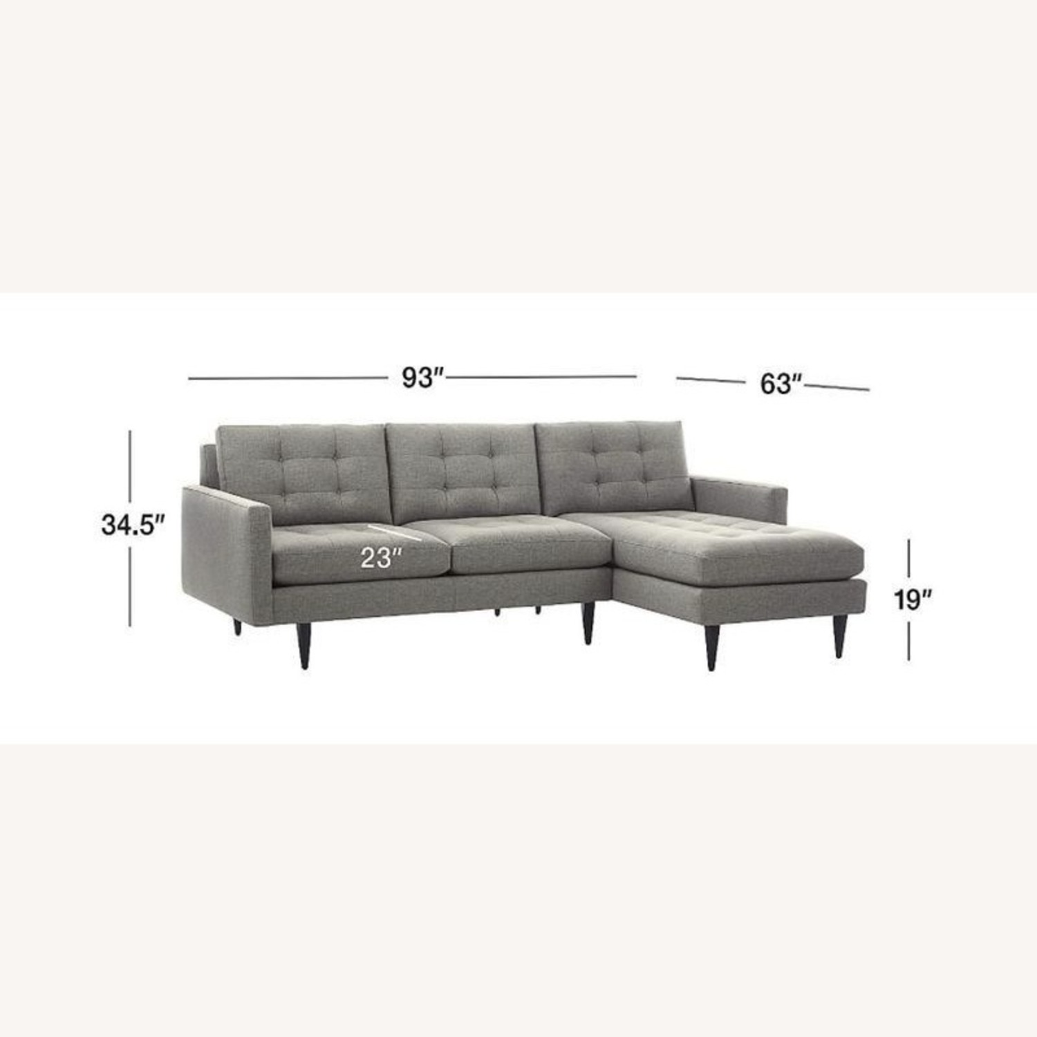 Crate & Barrel Petrie Modern Gray Sectional Sofa  - image-3