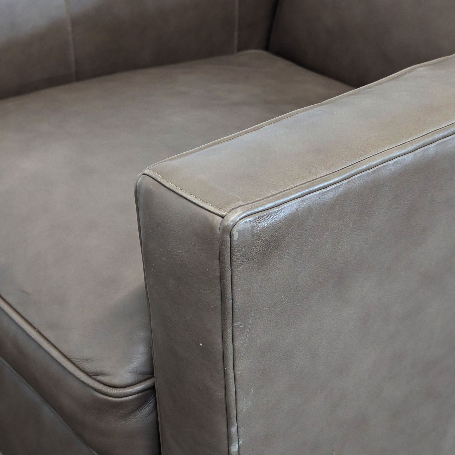 Lexington Taupe Leather Lounge Swivel Chair - image-8