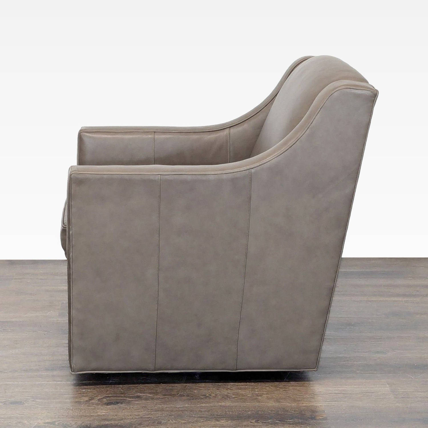 Lexington Taupe Leather Lounge Swivel Chair - image-5