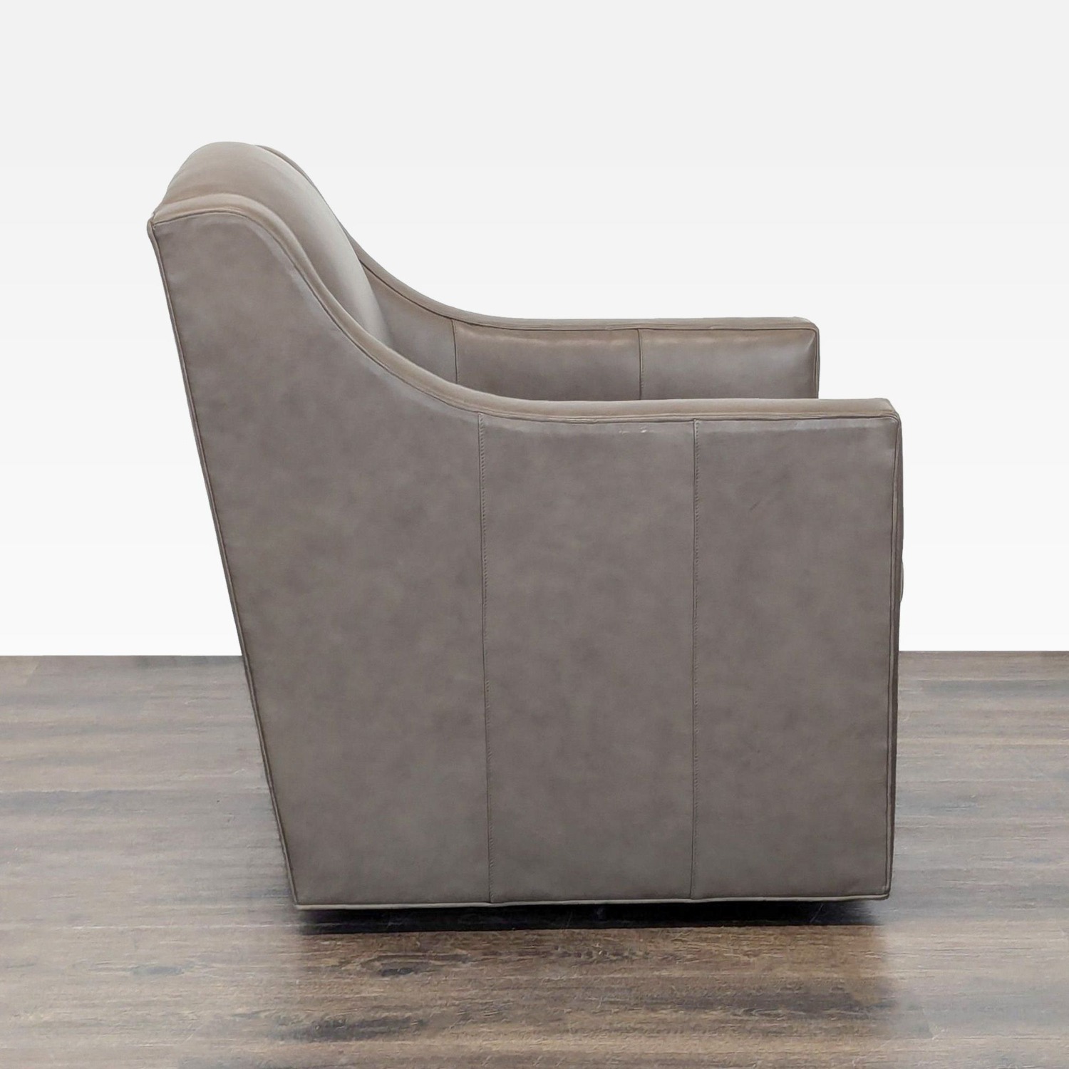 Lexington Taupe Leather Lounge Swivel Chair - image-3