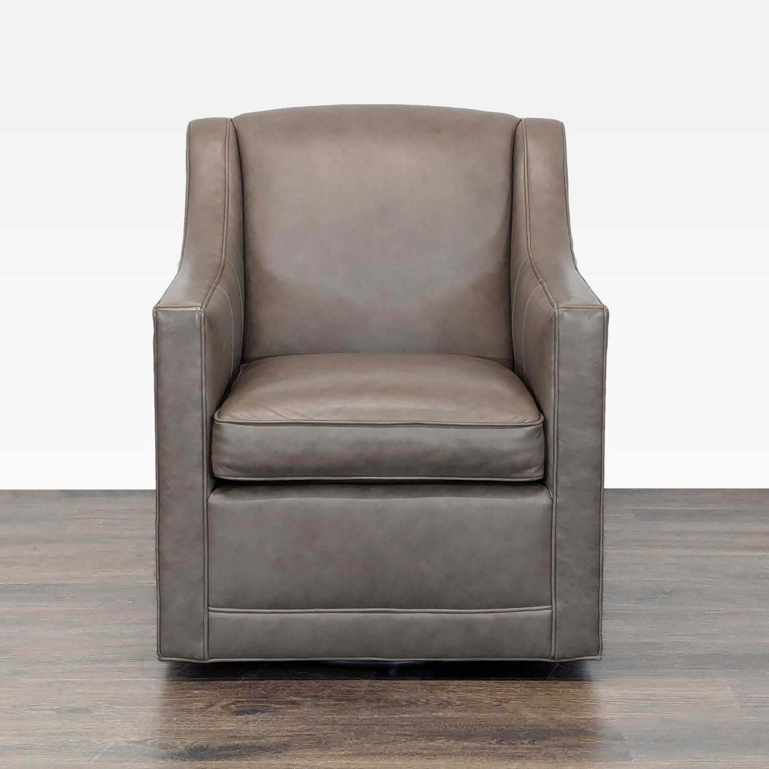 Lexington Taupe Leather Lounge Swivel Chair - image-15