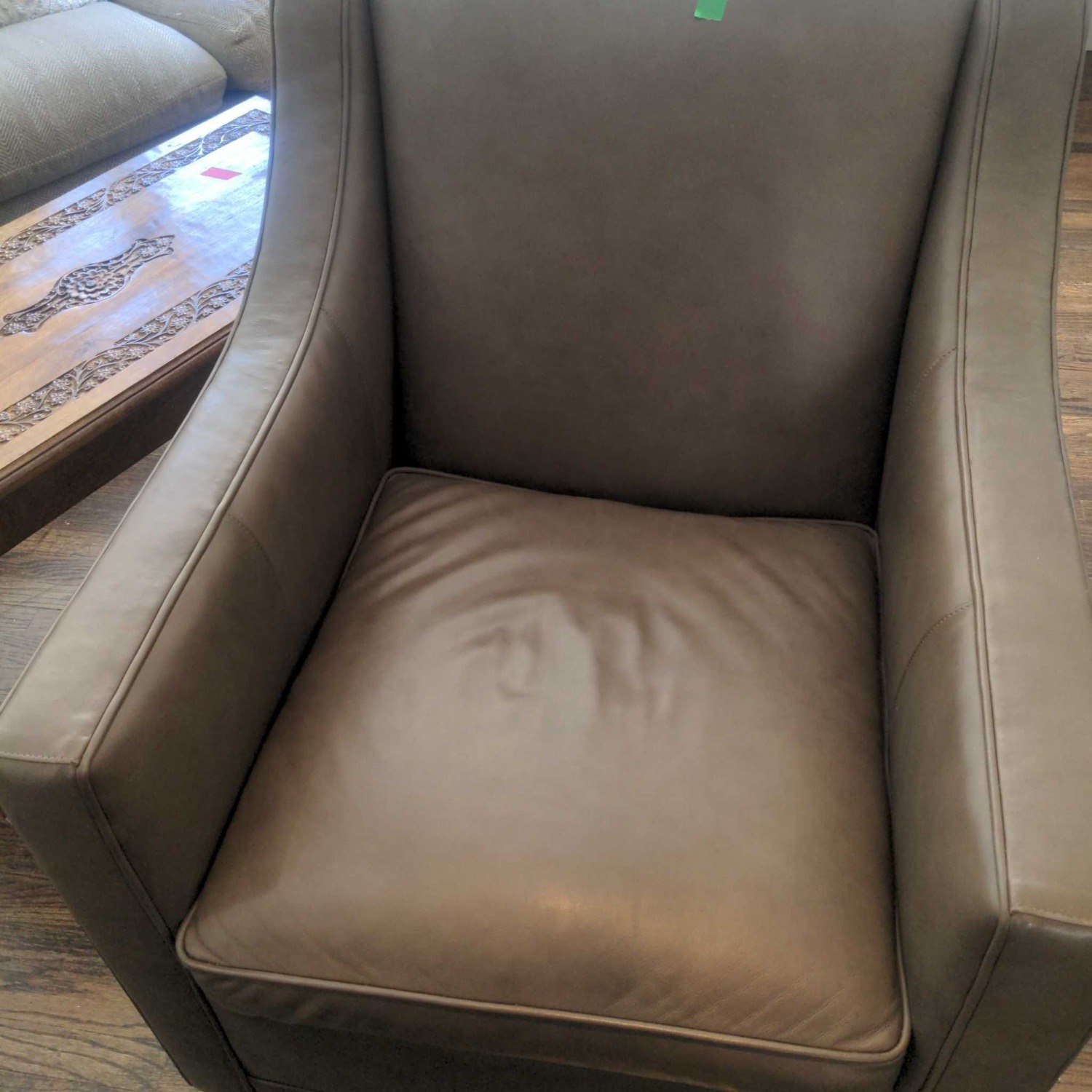 Lexington Taupe Leather Lounge Swivel Chair - image-1
