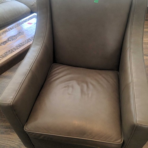 Used Lexington Taupe Leather Lounge Swivel Chair for sale on AptDeco