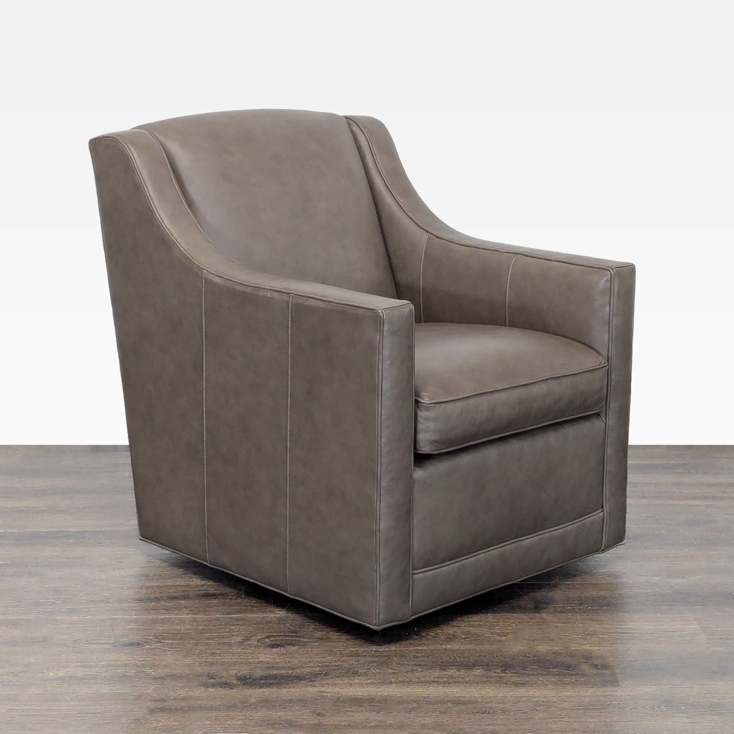 Lexington Taupe Leather Lounge Swivel Chair - image-14