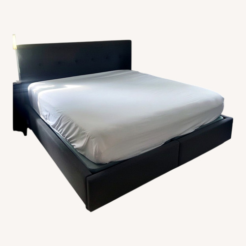 Used Dark Gray Fabric Cal King Bed for sale on AptDeco