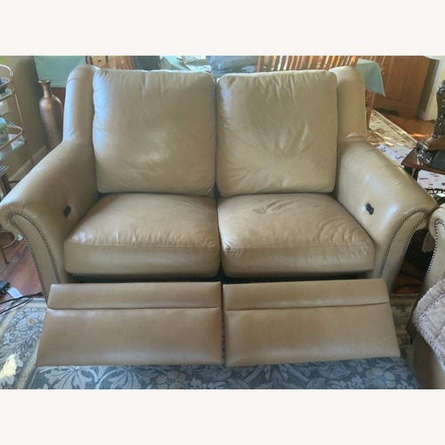 Used Bradington-Young Newman Tan Leather with Recliner for sale on AptDeco
