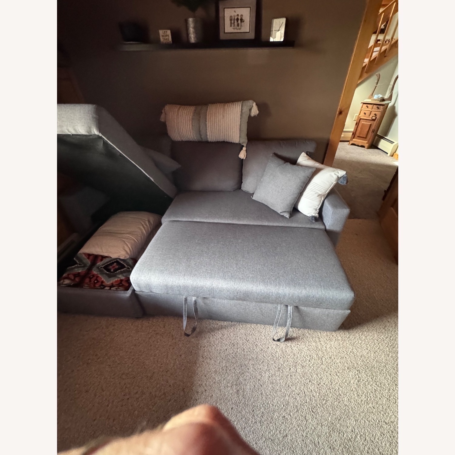 Ashley Furniture Dark Gray Fabric Sleeper Sofa - image-1
