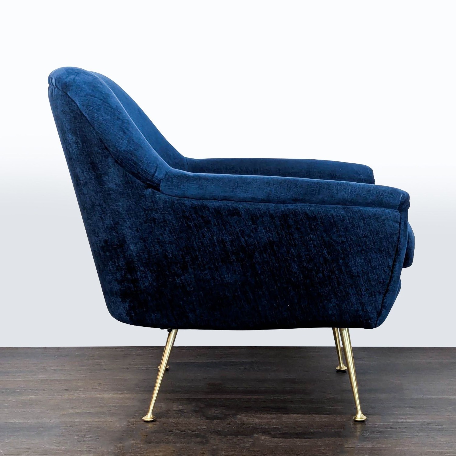 West Elm Phoebe Blue Velvet Lounge Chair  - image-6