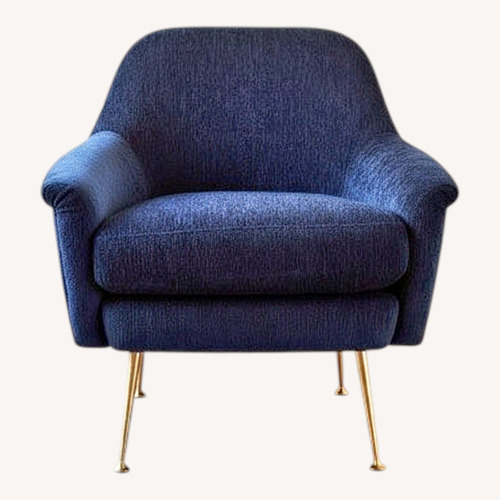 Used West Elm Phoebe Blue Velvet Lounge Chair  for sale on AptDeco