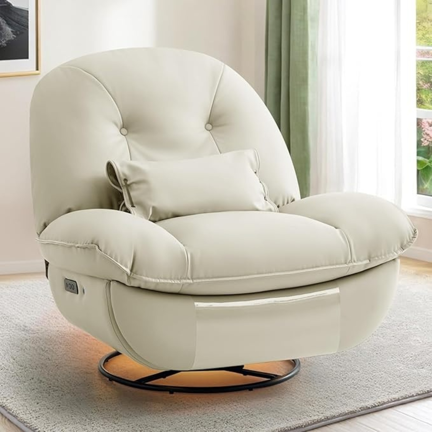 Amazon White Leather Recliner - image-4