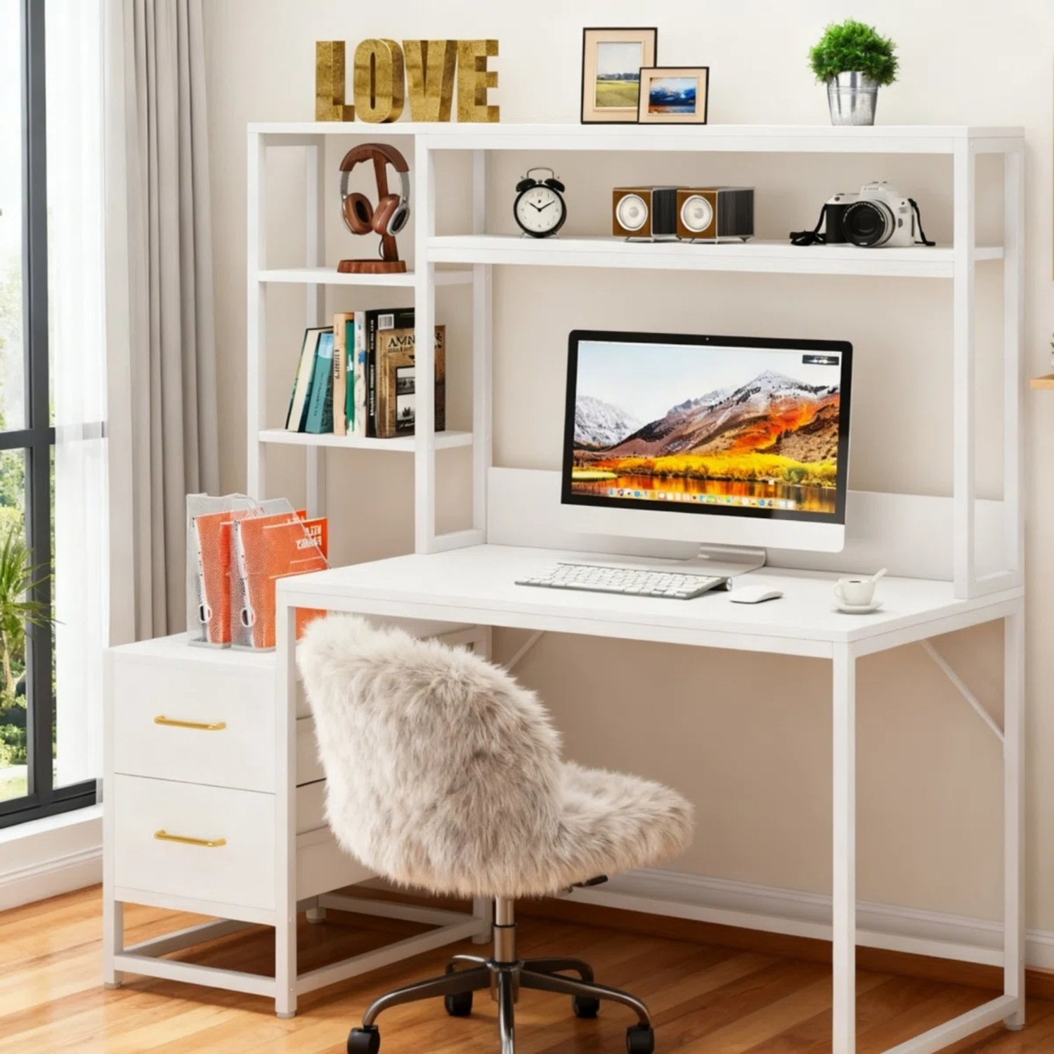 Wayfair White Wood Desk with Hutch - image-4