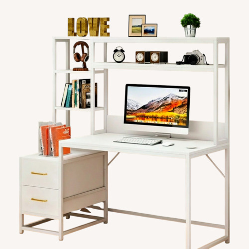 Used Wayfair White Wood Desk with Hutch for sale on AptDeco
