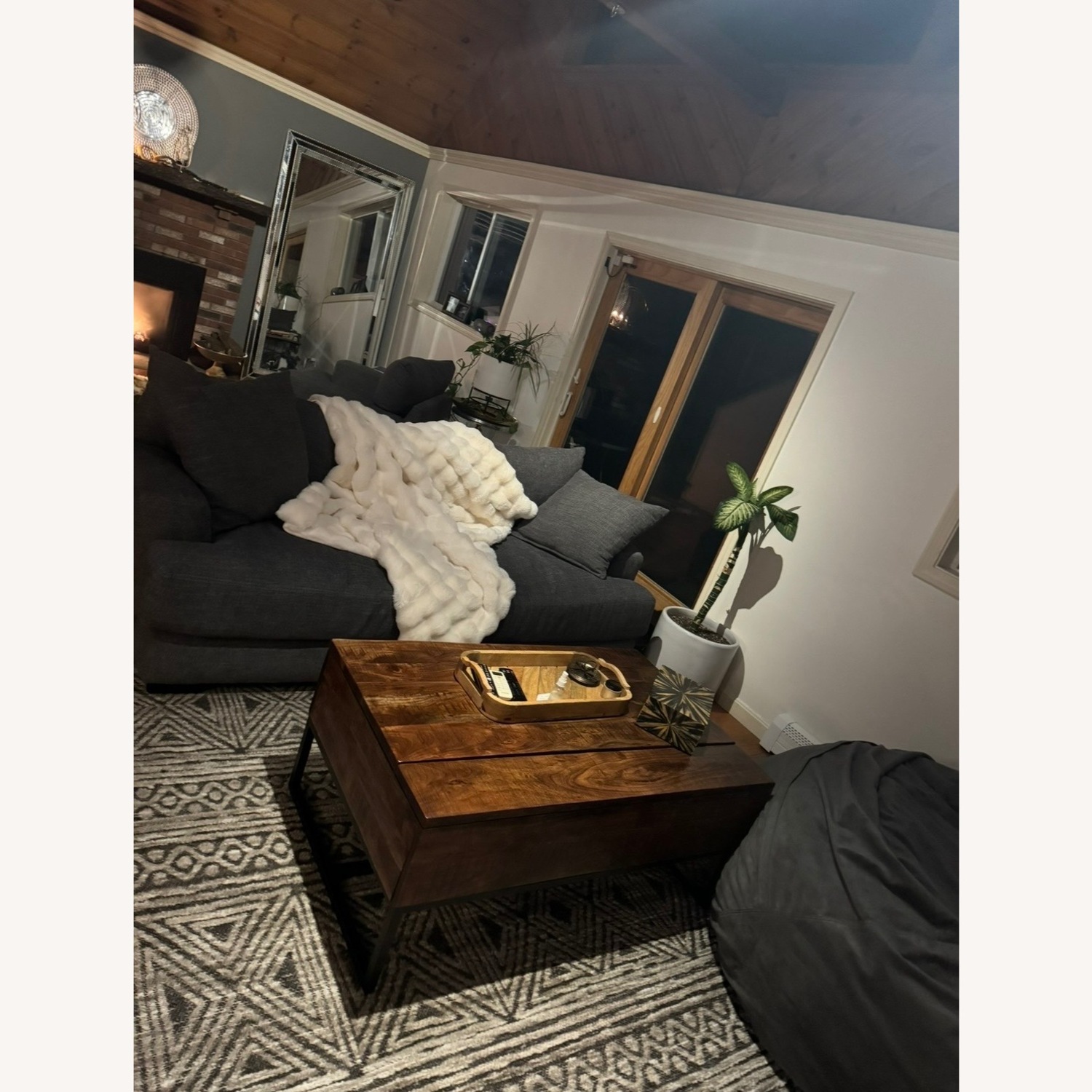 Vintage/Antique Dark Brown Wood Coffee Table - image-3