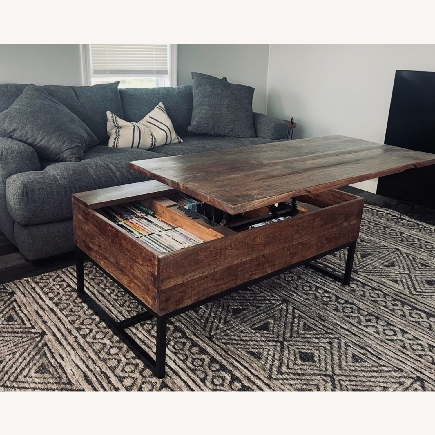 Vintage/Antique Dark Brown Wood Coffee Table - image-2