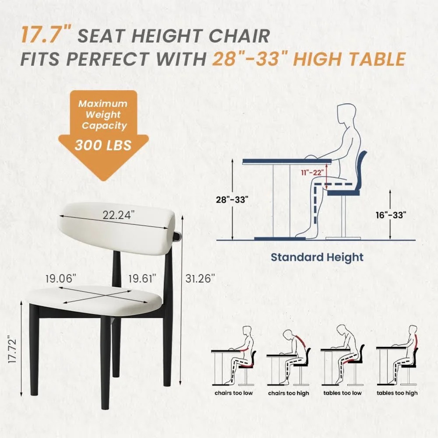  White PU Leather Wood Dining Chairs 6 - image-5