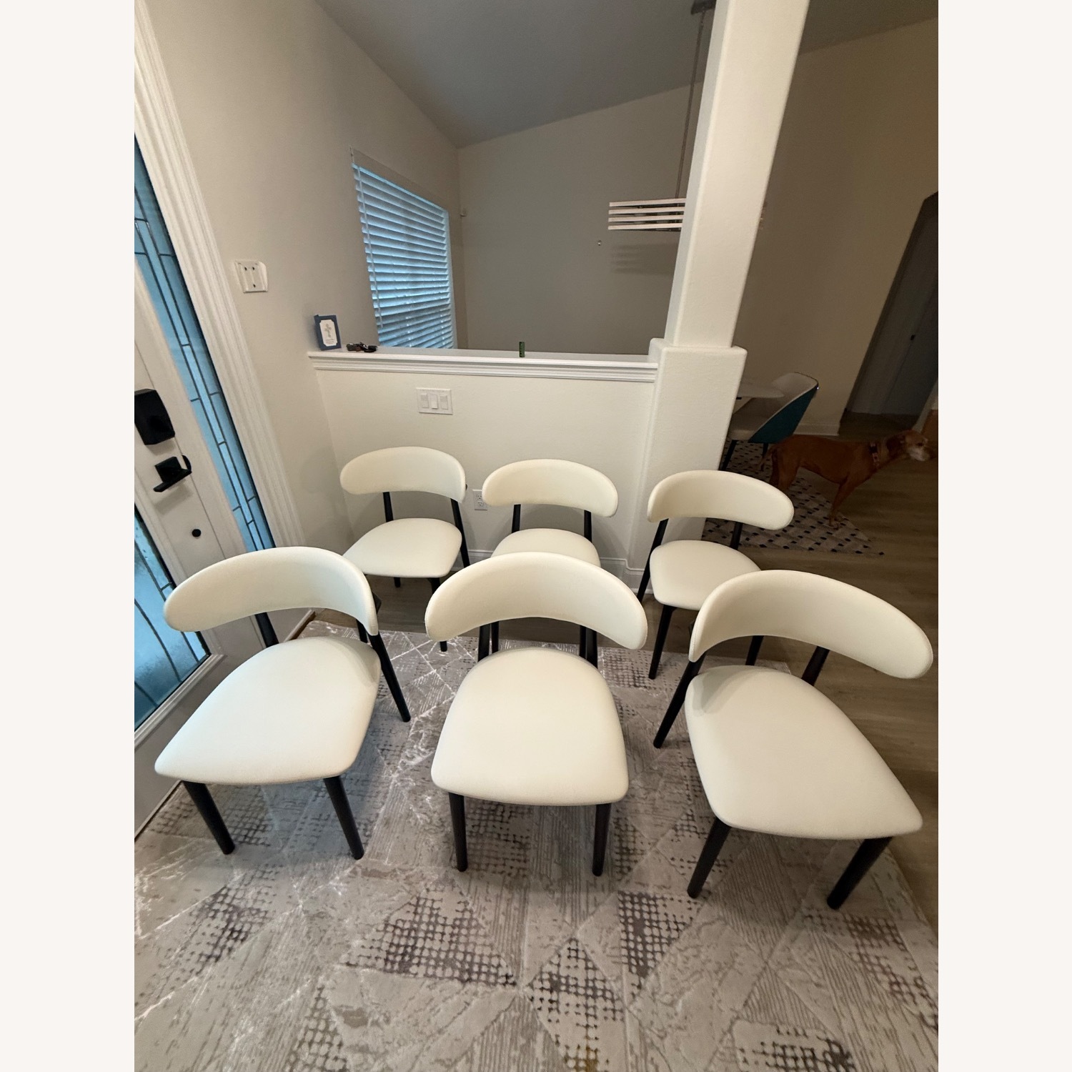  White PU Leather Wood Dining Chairs 6 - image-1