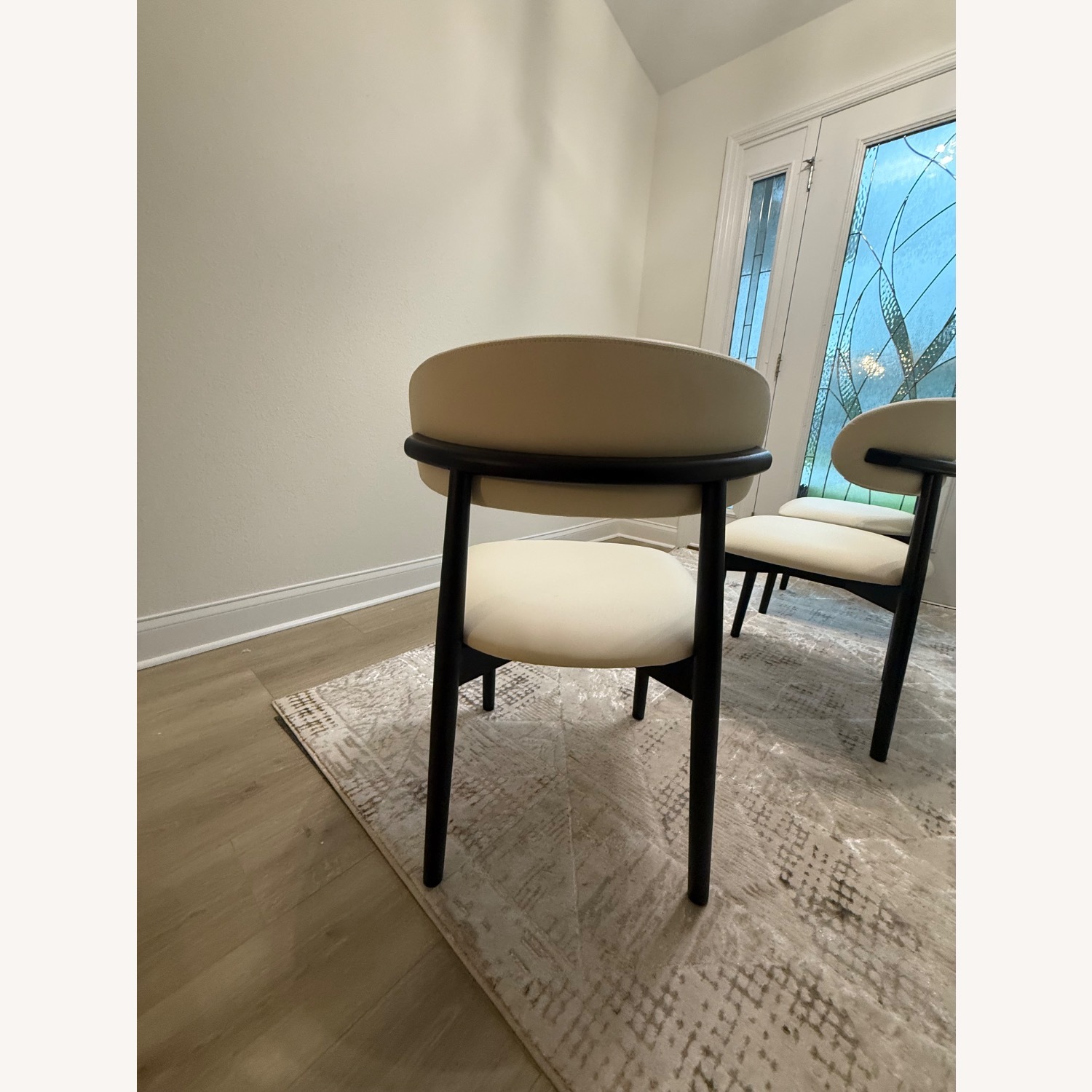  White PU Leather Wood Dining Chairs 6 - image-2