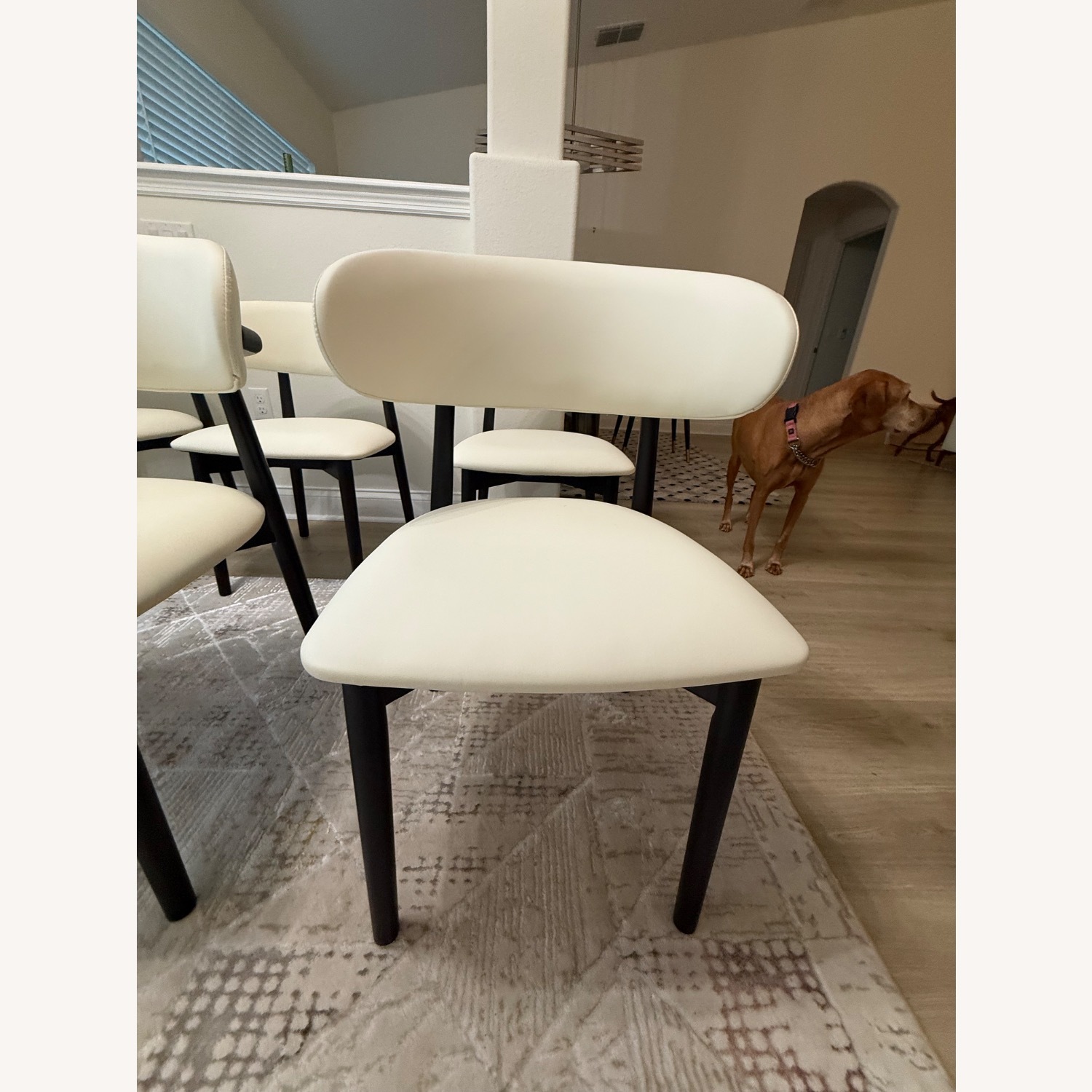  White PU Leather Wood Dining Chairs 6 - image-3
