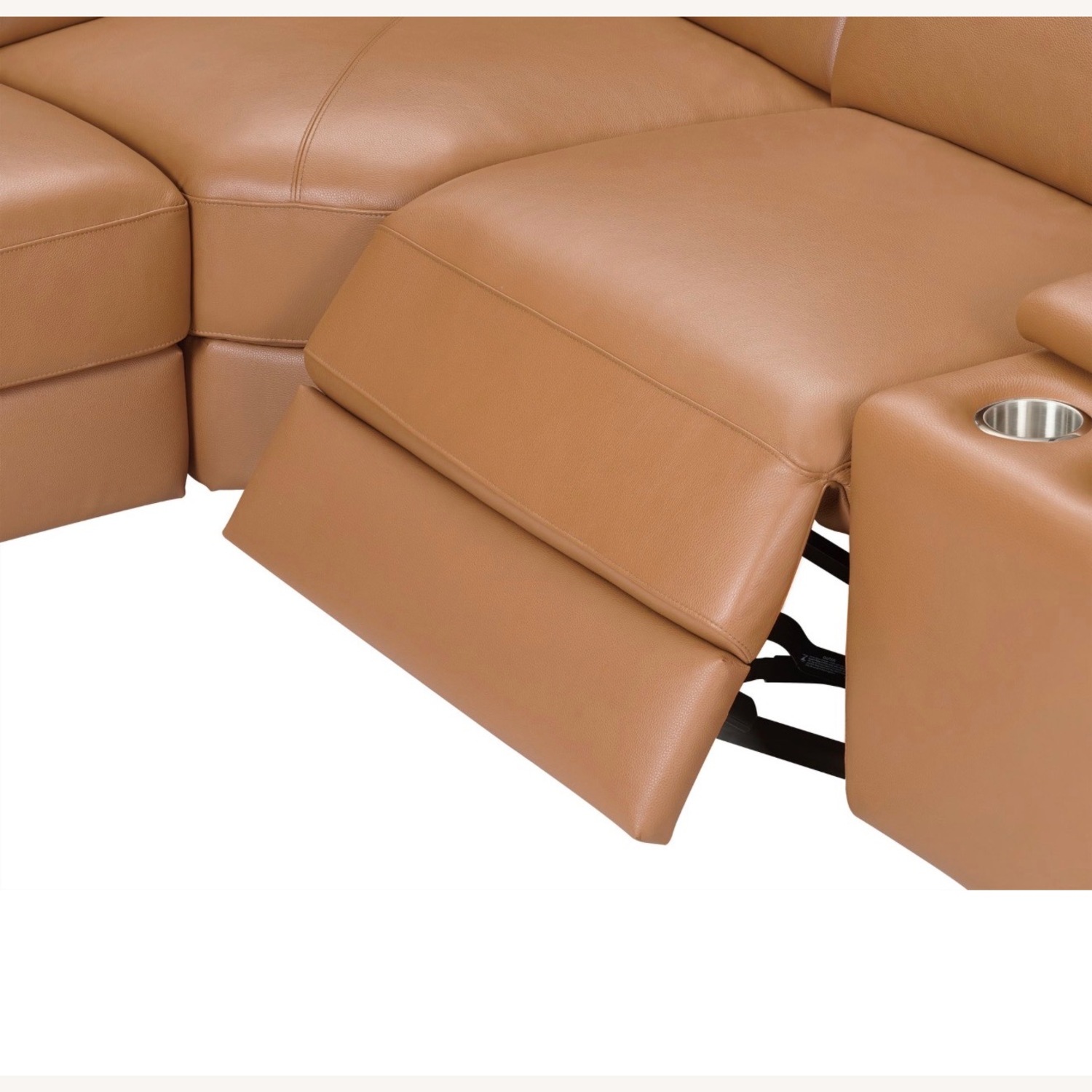 Caramel Leather Reclining Sectional - image-3