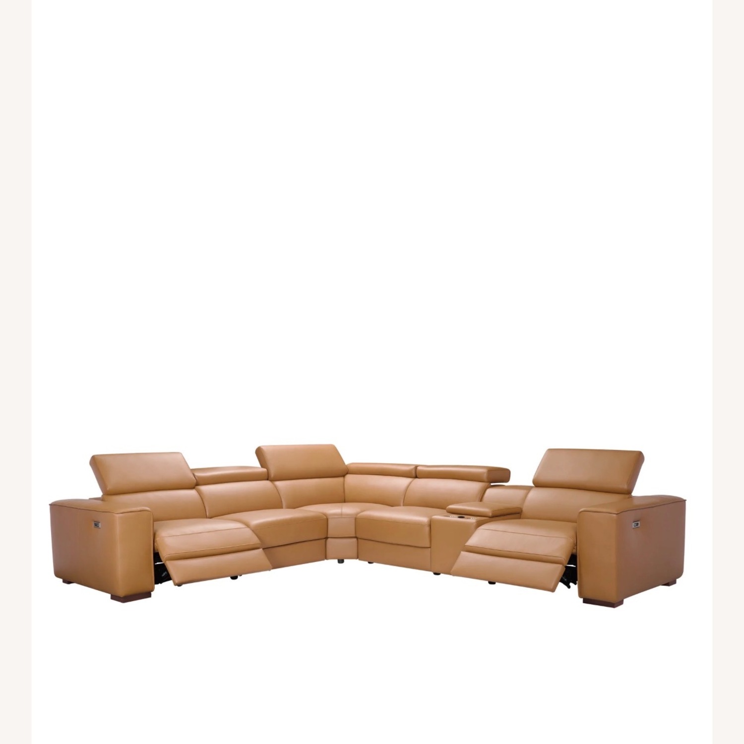 Caramel Leather Reclining Sectional - image-5