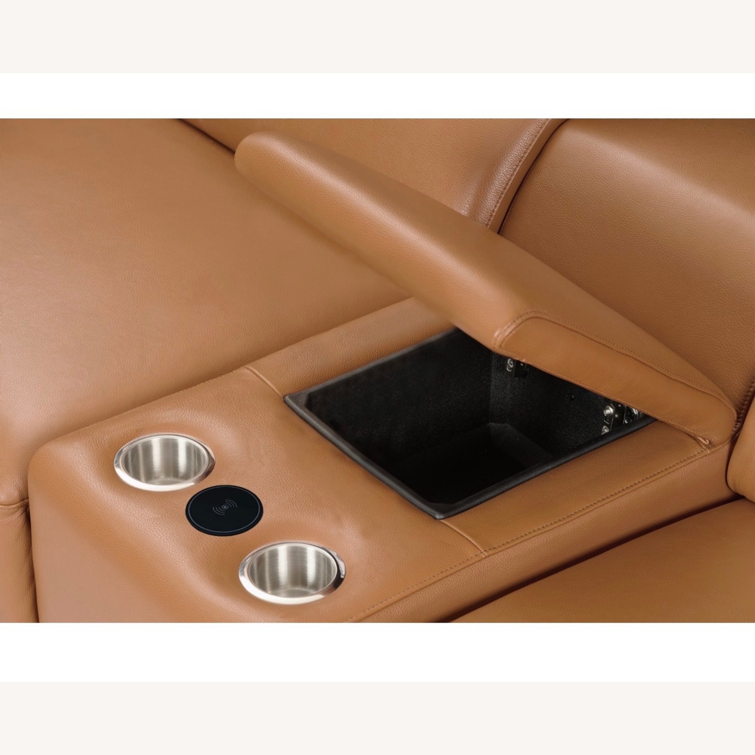 Caramel Leather Reclining Sectional - image-4