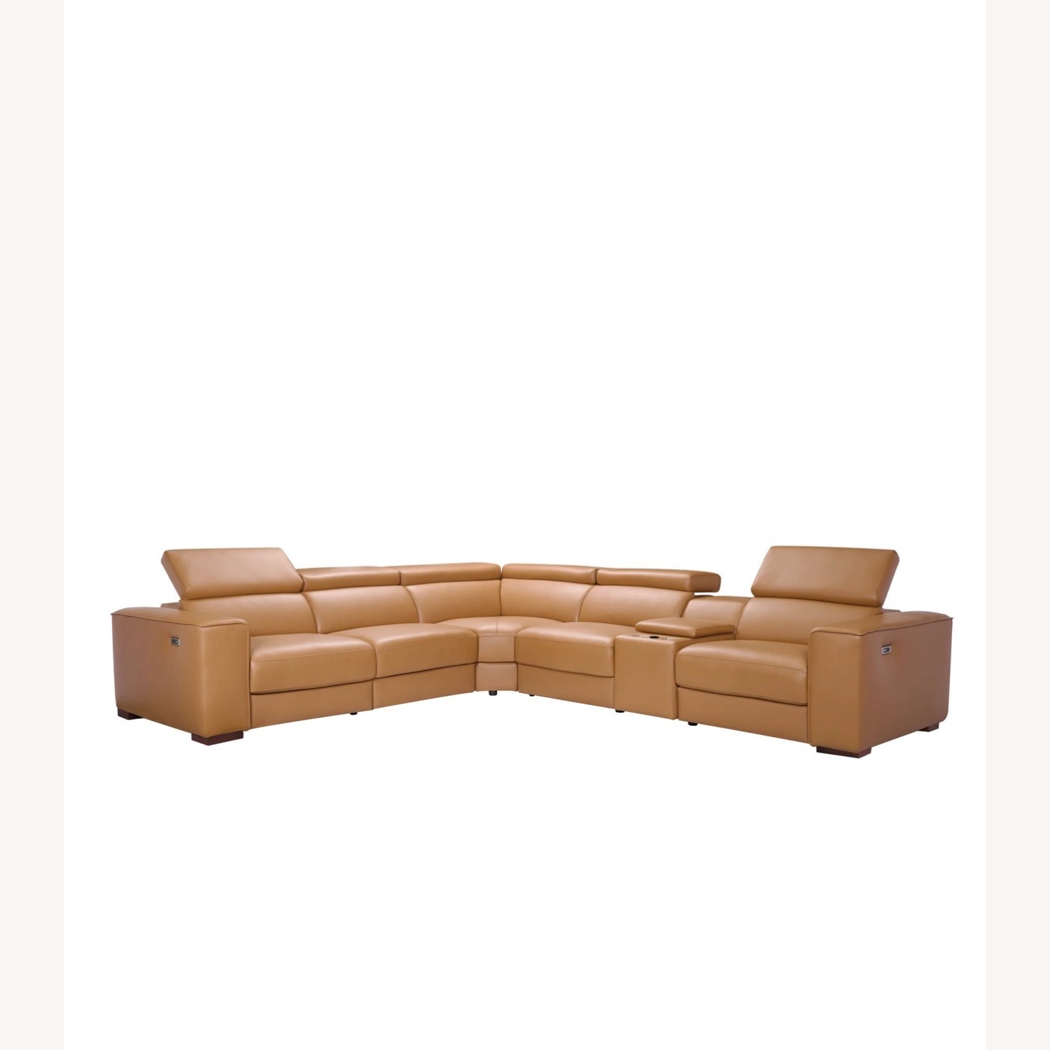 Caramel Leather Reclining Sectional - image-6