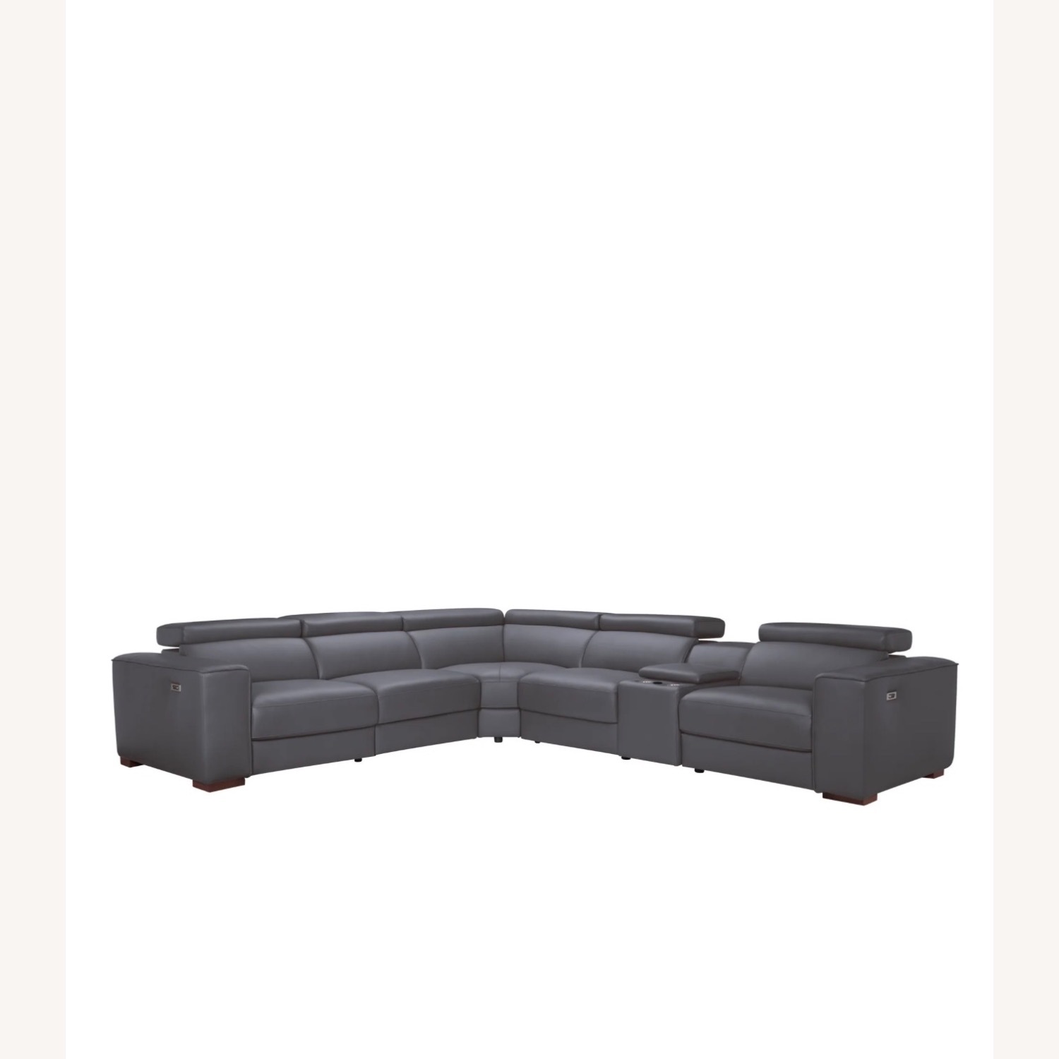 Dark Grey Leather Reclining Sectional - image-2