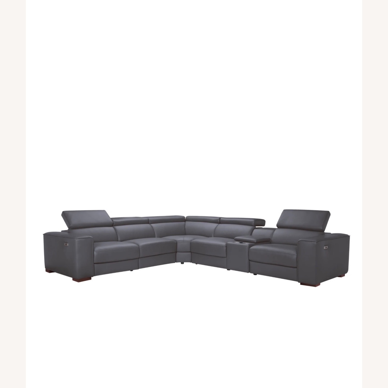 Dark Grey Leather Reclining Sectional - image-1