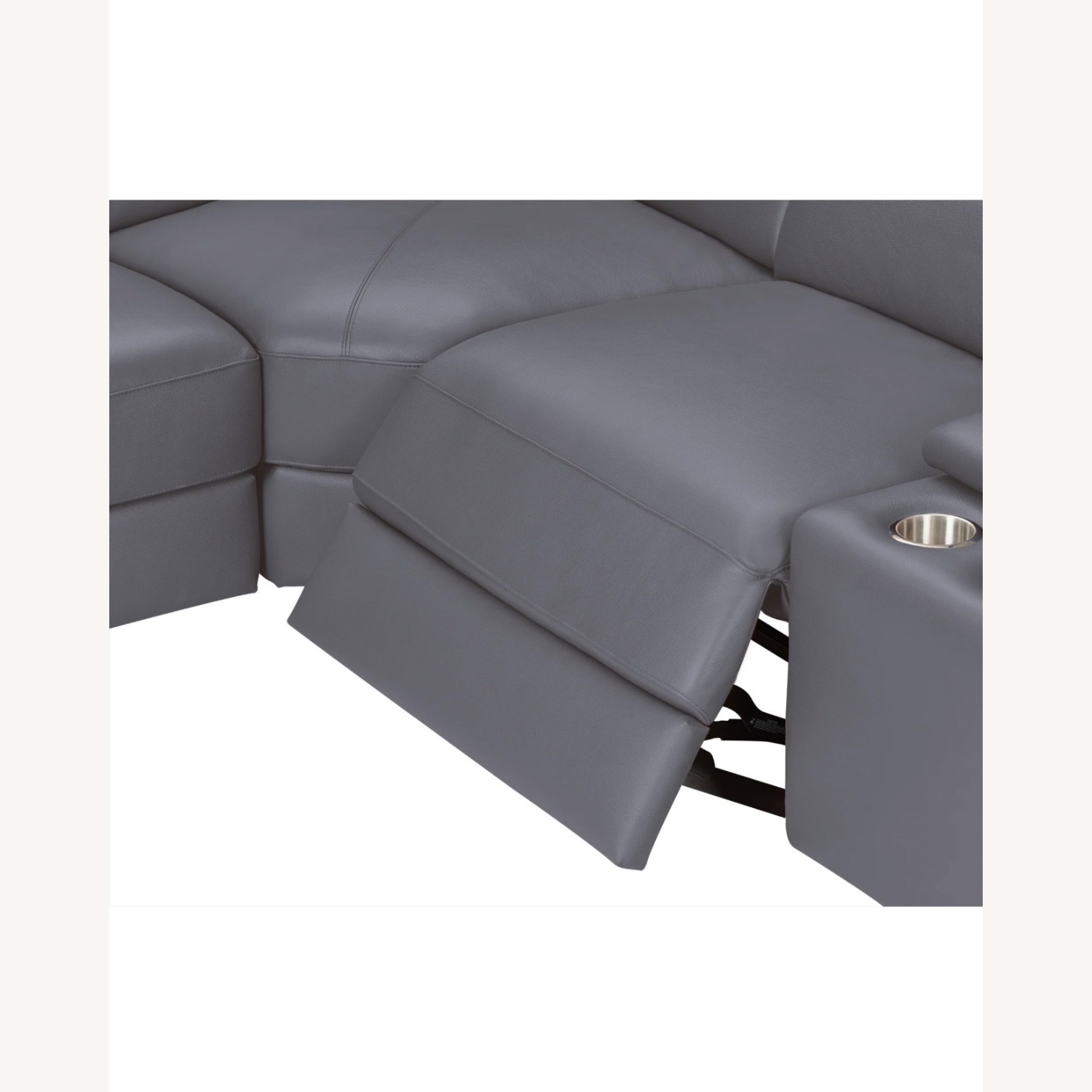 Dark Grey Leather Reclining Sectional - image-3