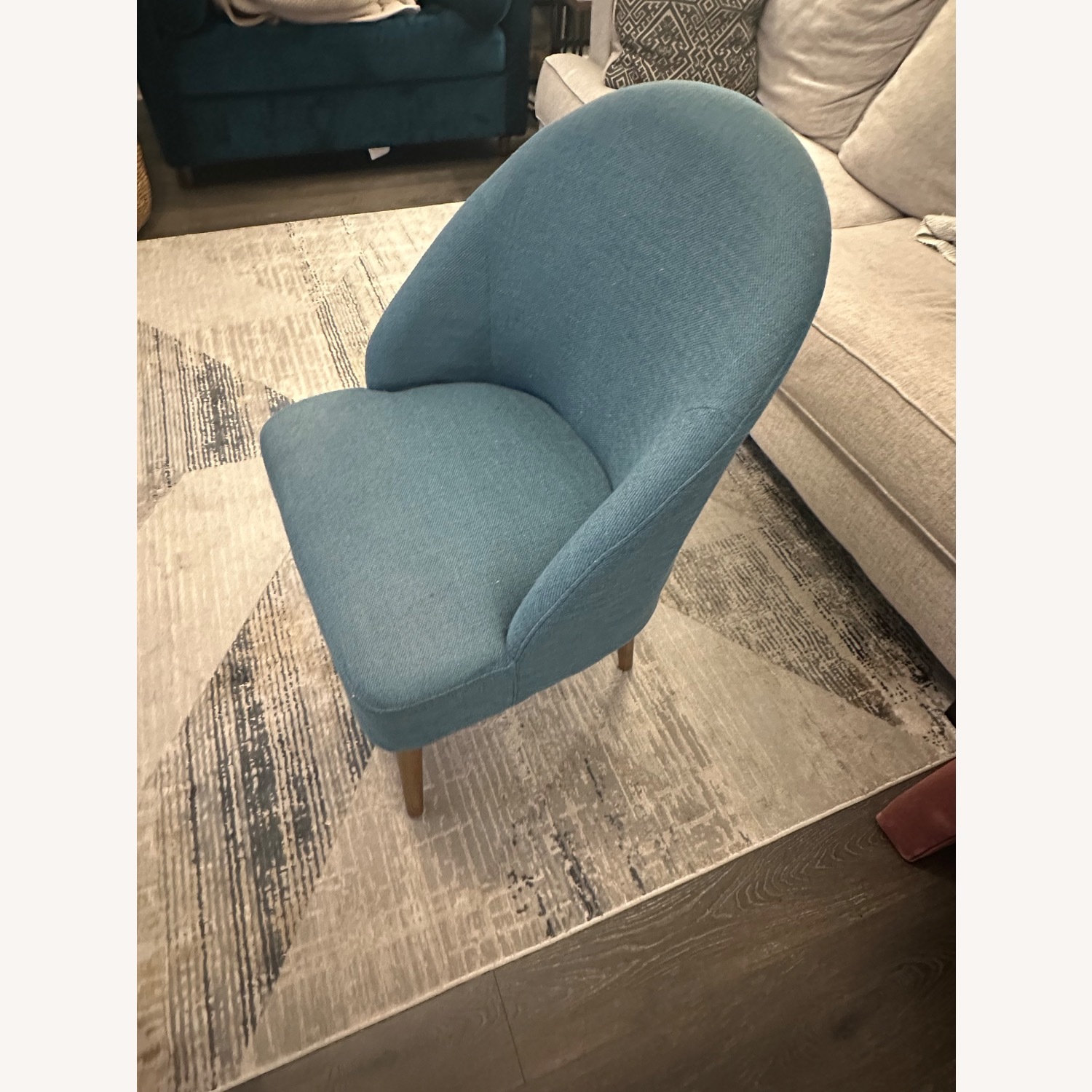 Blue Fabric Accent Chair - image-4