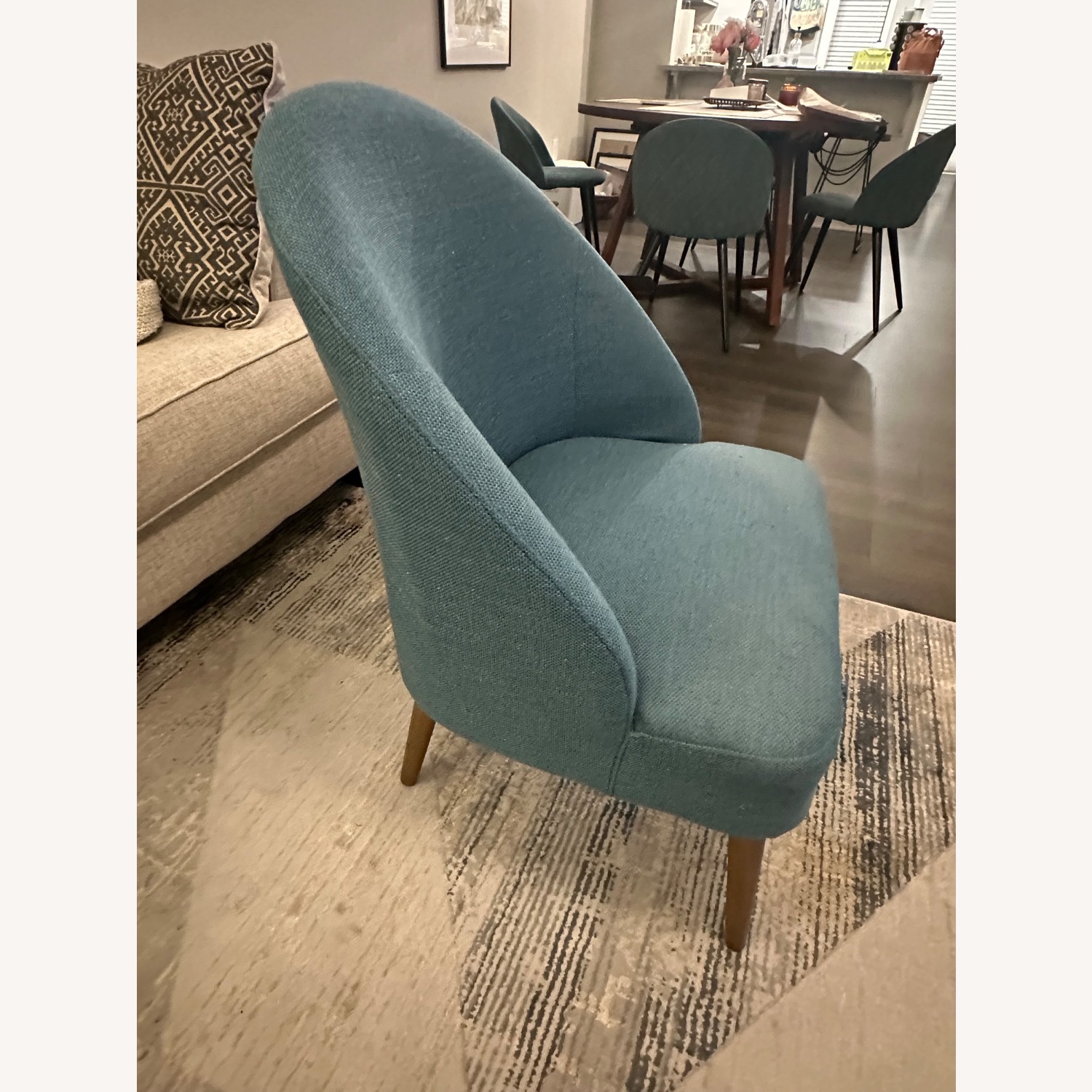 Blue Fabric Accent Chair - image-3