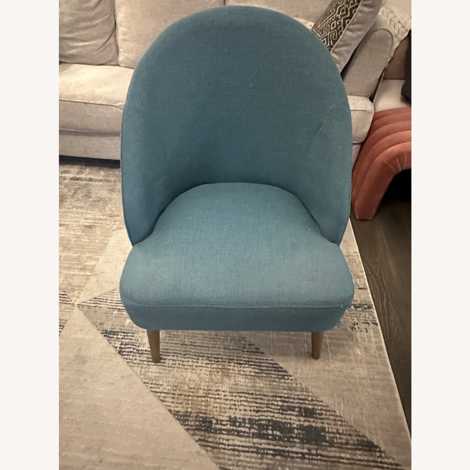 Blue Fabric Accent Chair - image-1