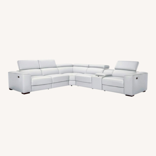 Used White Leather Reclining Sectional for sale on AptDeco