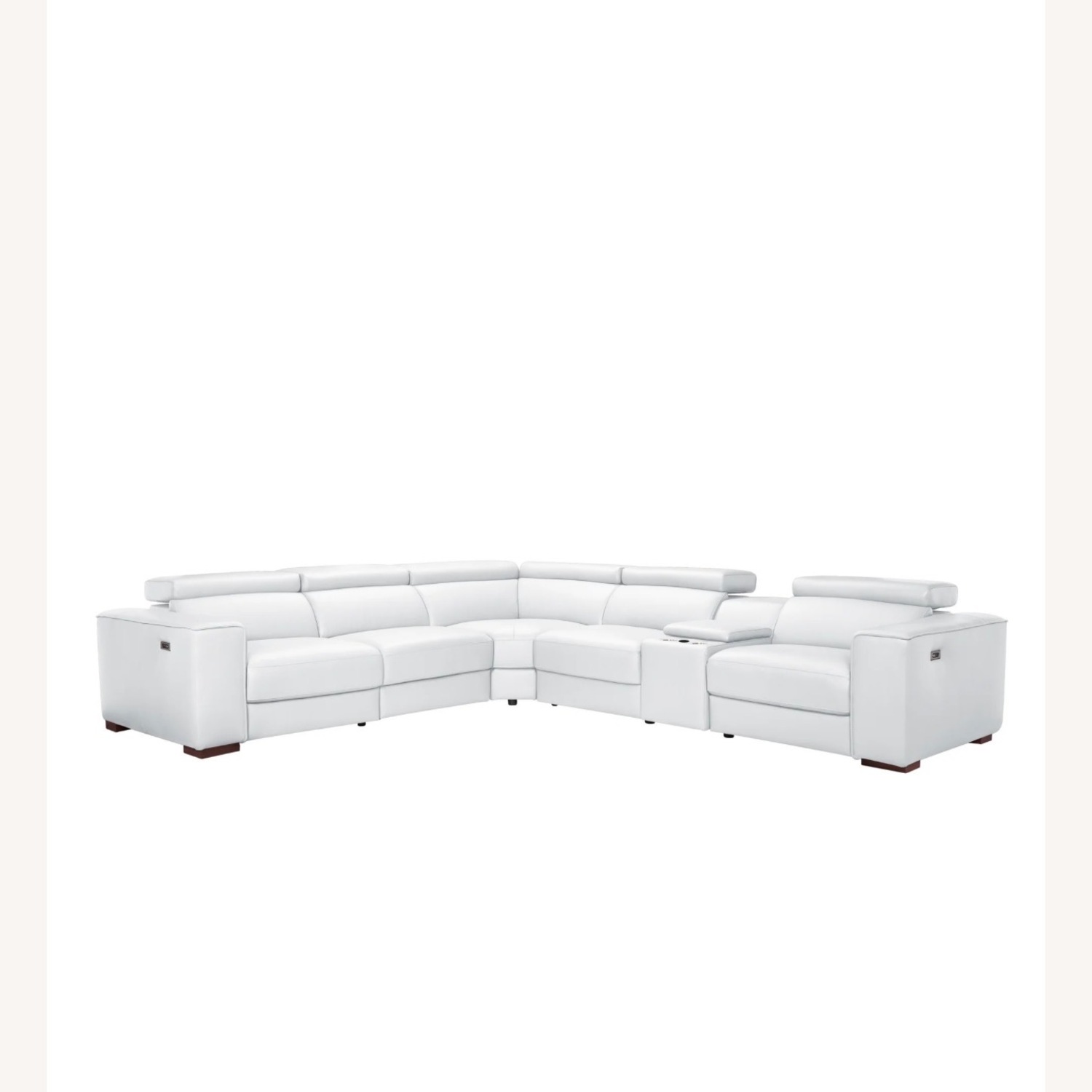 White Leather Reclining Sectional - image-4
