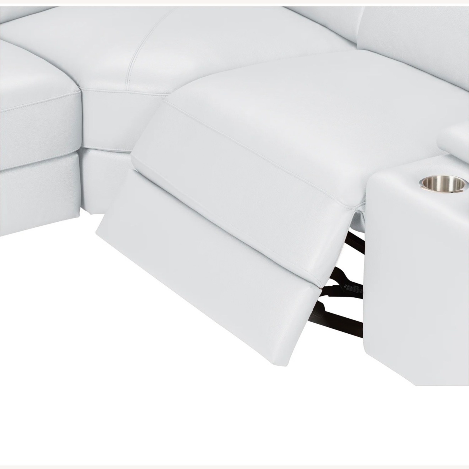 White Leather Reclining Sectional - image-2