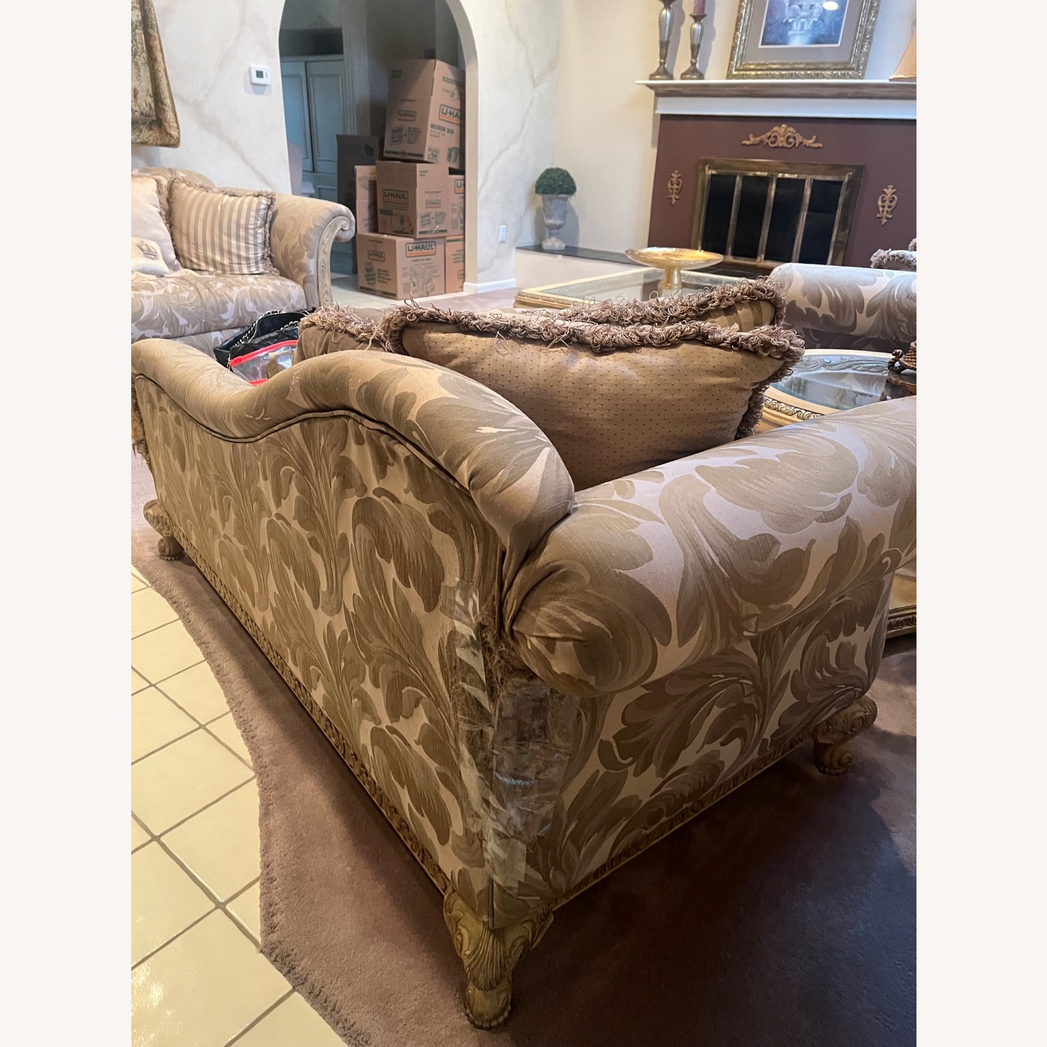 Light Brown Fabric Chaise Lounge - image-3