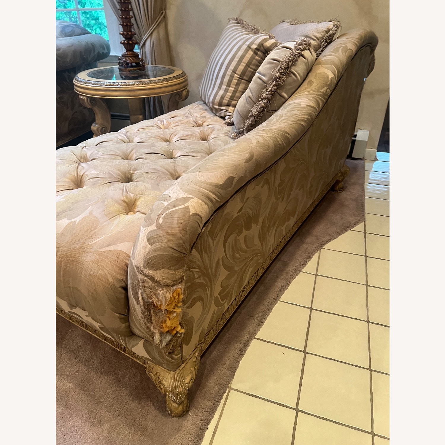 Light Brown Fabric Chaise Lounge - image-5