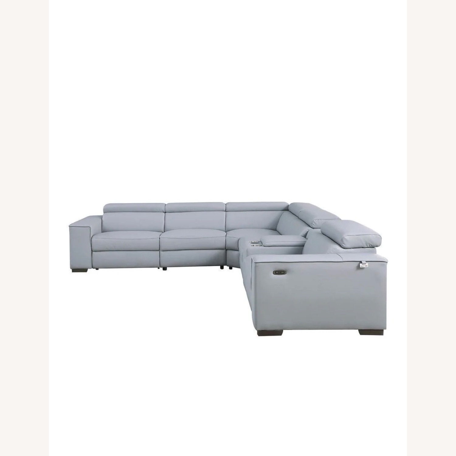 Light Blue Leather Reclining Sectional - image-2