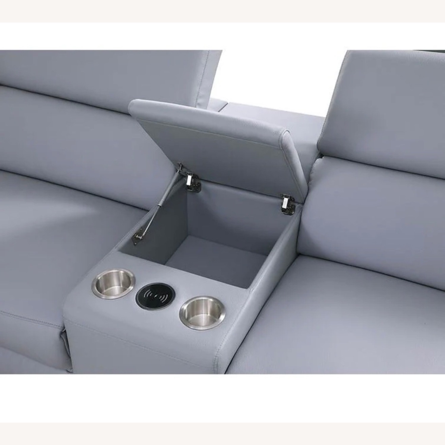 Light Blue Leather Reclining Sectional - image-4