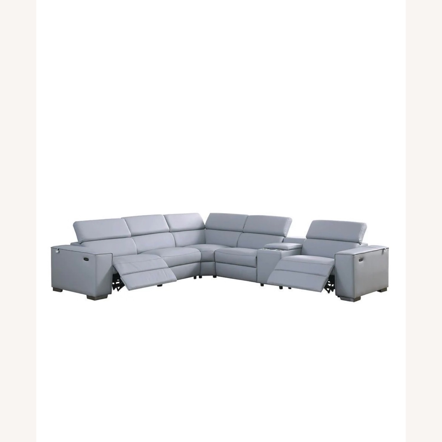 Light Blue Leather Reclining Sectional - image-1