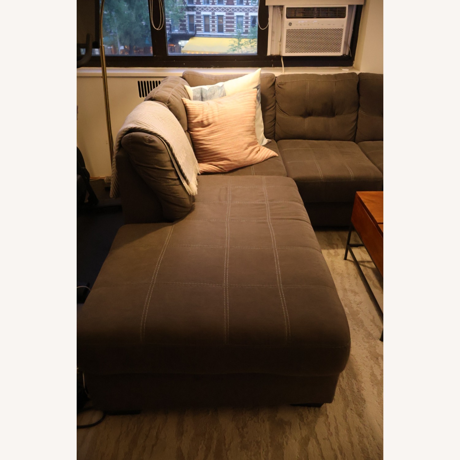 Dark Gray Fabric 2 Piece Sectional Sofa - image-3