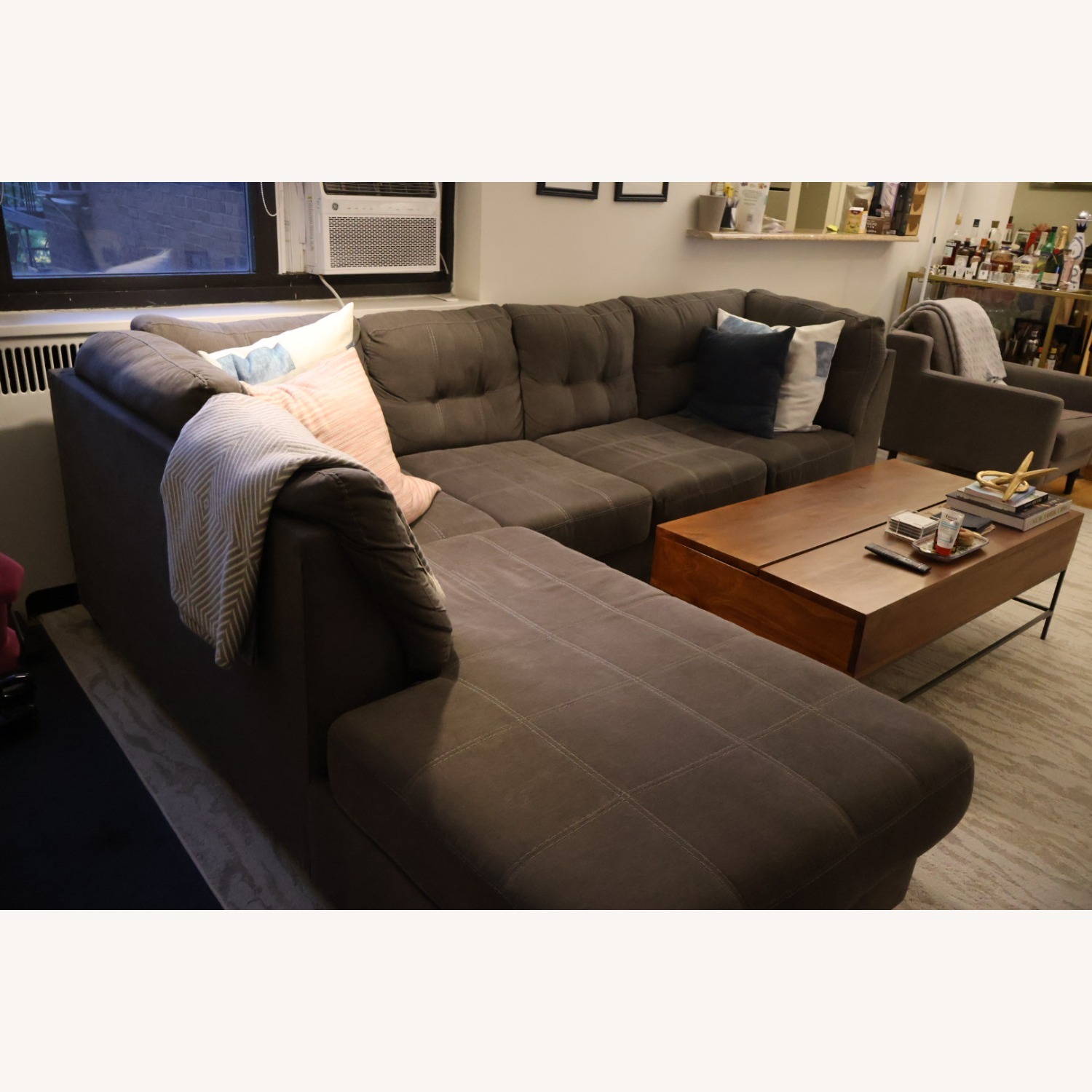 Dark Gray Fabric 2 Piece Sectional Sofa - image-2