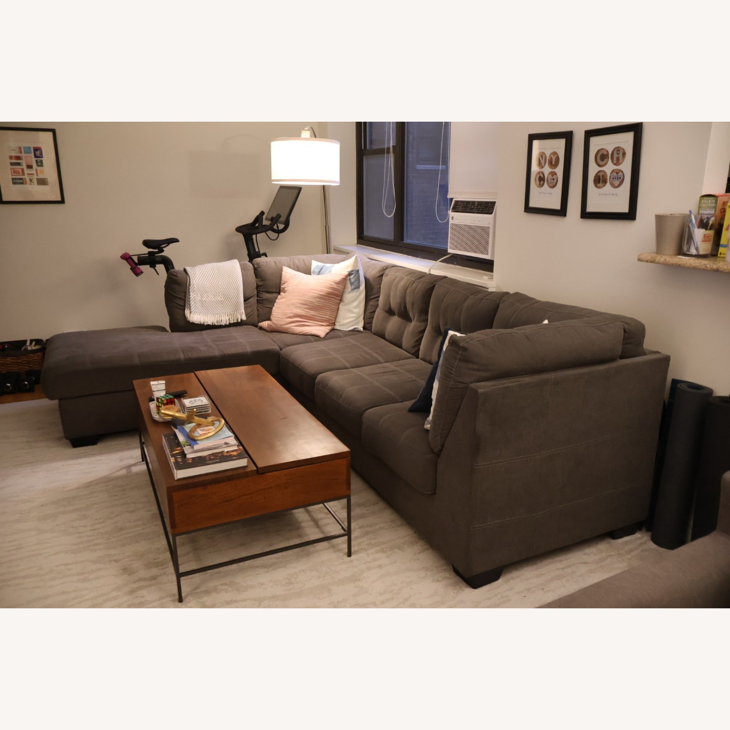 Dark Gray Fabric 2 Piece Sectional Sofa - image-1