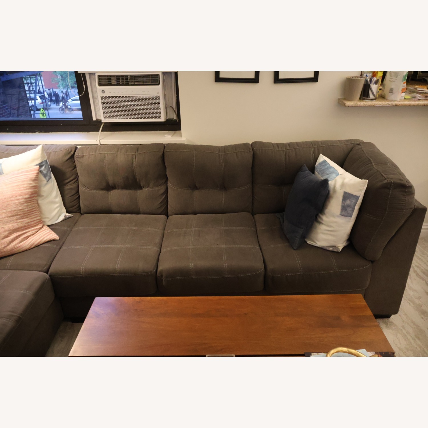 Dark Gray Fabric 2 Piece Sectional Sofa - image-4
