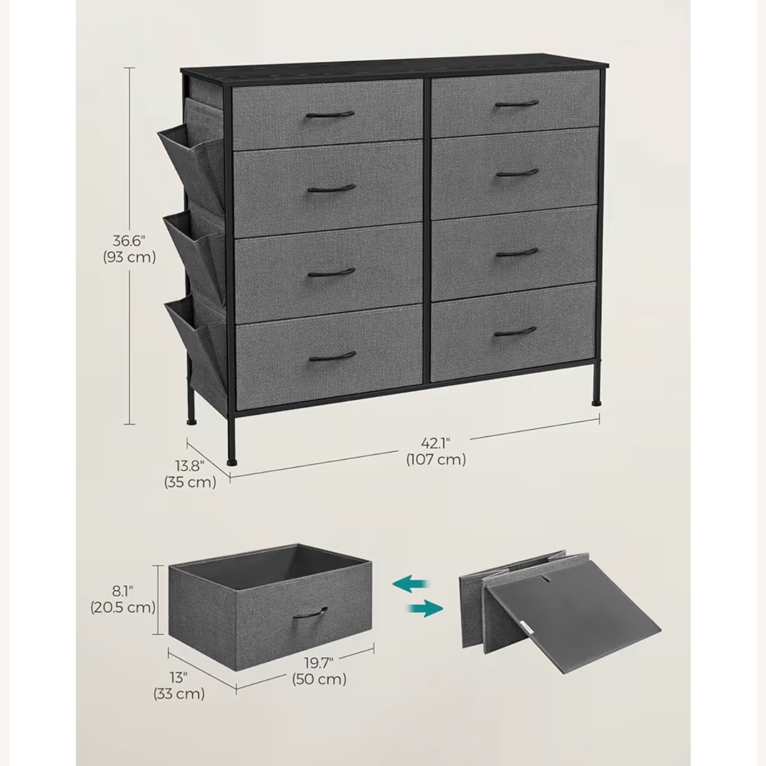 Amazon 8 Fabric Drawer Wooden Frame Dresser - image-3